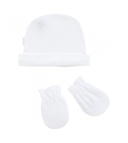 Kojenecká čiapočka a rukavičky biely set Cambrass